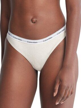 #2215 Calvin Klein Women's Icon Logo Thong - Beige